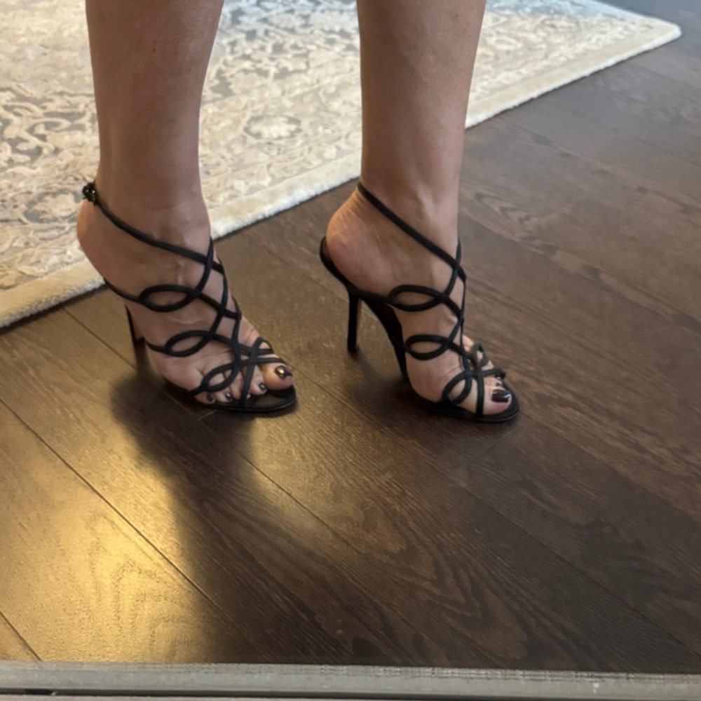 BCBGMaxAzria Black Strappy Heels - Picture 1 of 11